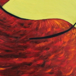 Grand perroquet rouge (25F 65cm x 81cm, Huile sur toile)