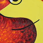 Grand perroquet rouge III (25F 65cm x 81cm, Huile sur toile)