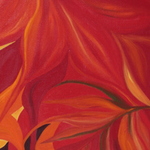 Feuilles rouges (25F 81cm x 65cm, Huile sur toile)